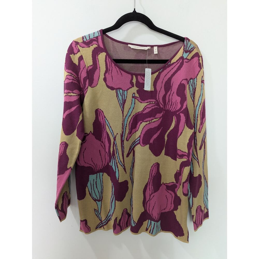 Soft Surroundings Purple Iris Floral Sweater NWT
